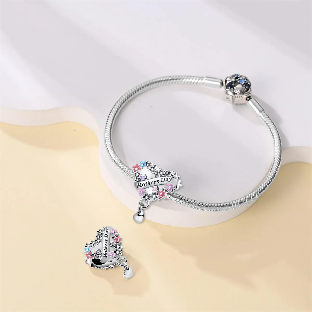 KUNSIR Ciondolo in Argento Sterling 925 con Cubic Zirconia per Braccialetti e Collane Europei - immagine 3