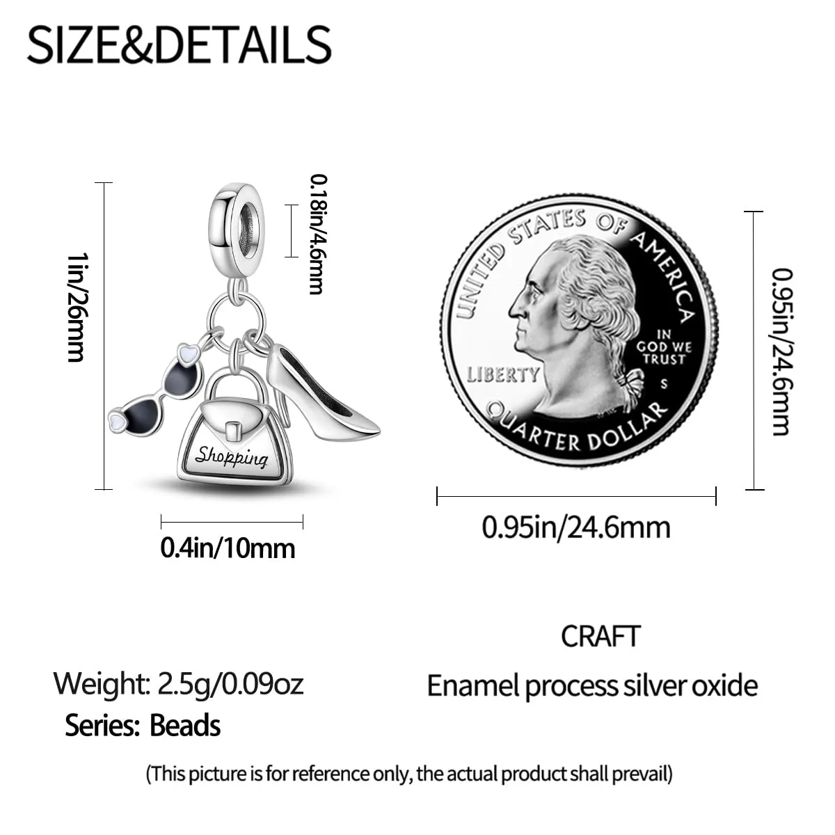 KUNSIR Bead Charm in Argento Sterling 925 con Cubic Zirconia per Braccialetti e Collane Europei - immagine 5