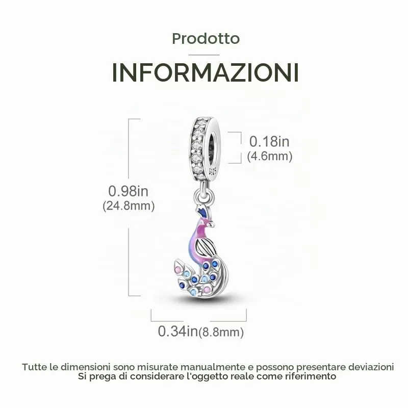 KUNSIR Ciondolo Argento Sterling 925 con Cubic Zirconia per Braccialetti e Collane Europei - immagine 5