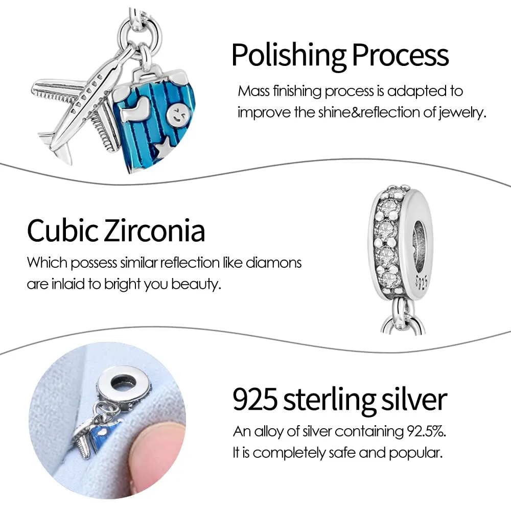 KUNSIR Ciondolo in Argento Sterling 925 con Cubic Zirconia per Braccialetti e Collane Europei - immagine 4