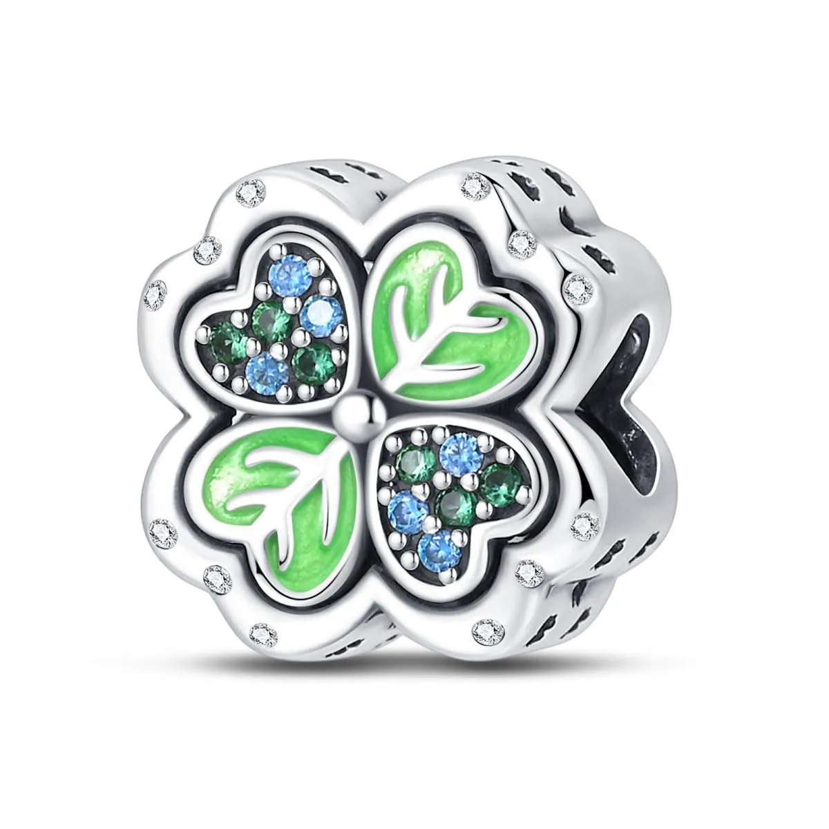 KUNSIR Bead Charm in Argento Sterling 925 con Cubic Zirconia per Braccialetti e Collane Europei - immagine 1