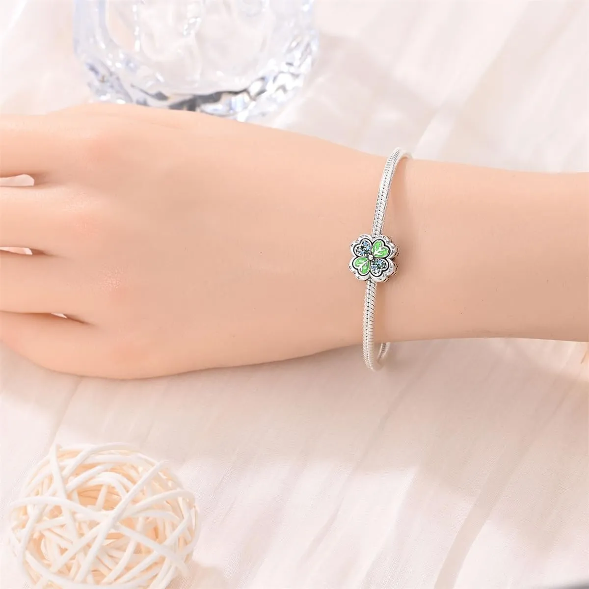 KUNSIR Bead Charm in Argento Sterling 925 con Cubic Zirconia per Braccialetti e Collane Europei - immagine 4