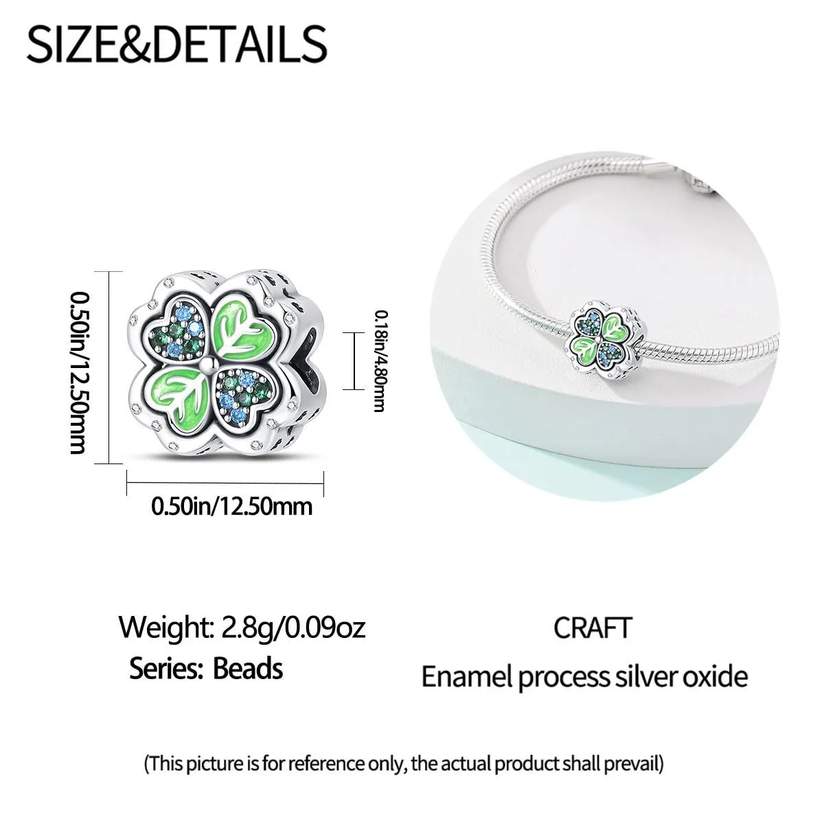 KUNSIR Bead Charm in Argento Sterling 925 con Cubic Zirconia per Braccialetti e Collane Europei - immagine 5