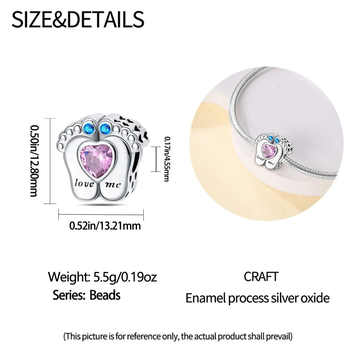 KUNSIR Ciondolo in Argento Sterling 925 con Cubic Zirconia per Braccialetti e Collane Europei - immagine 5