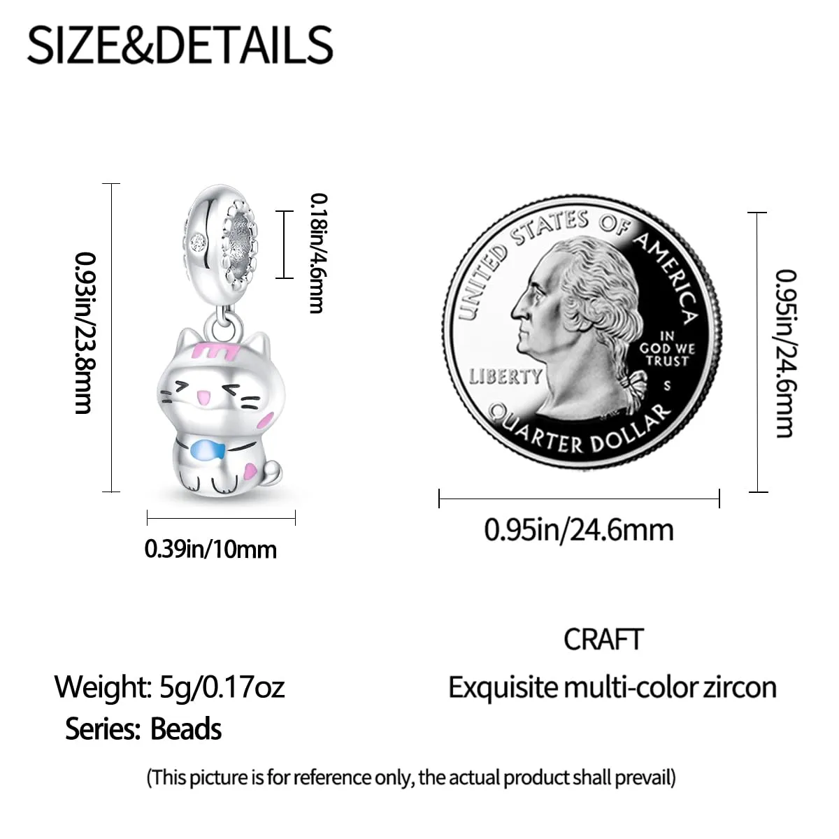 KUNSIR Ciondolo in Argento Sterling 925 con Cubic Zirconia per Braccialetti e Collane Europei - immagine 5