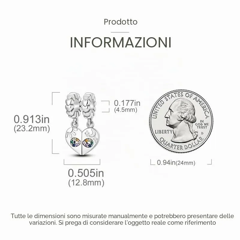 KUNSIR Ciondolo in Argento Sterling 925 con Cubic Zirconia per Braccialetti e Collane Europei - immagine 5