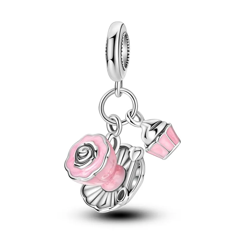 KUNSIR Bead Charm in Argento Sterling 925 con Cubic Zirconia, Compatibile con Braccialetti e Collane Europei - immagine 1