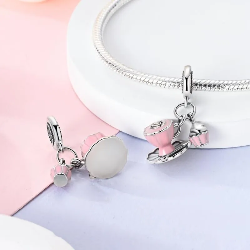 KUNSIR Bead Charm in Argento Sterling 925 con Cubic Zirconia, Compatibile con Braccialetti e Collane Europei - immagine 2