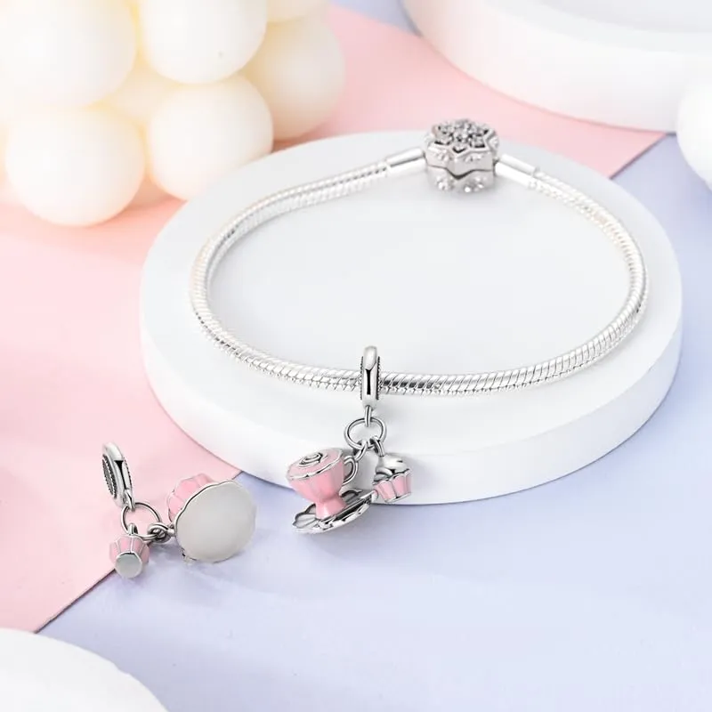 KUNSIR Bead Charm in Argento Sterling 925 con Cubic Zirconia, Compatibile con Braccialetti e Collane Europei - immagine 3