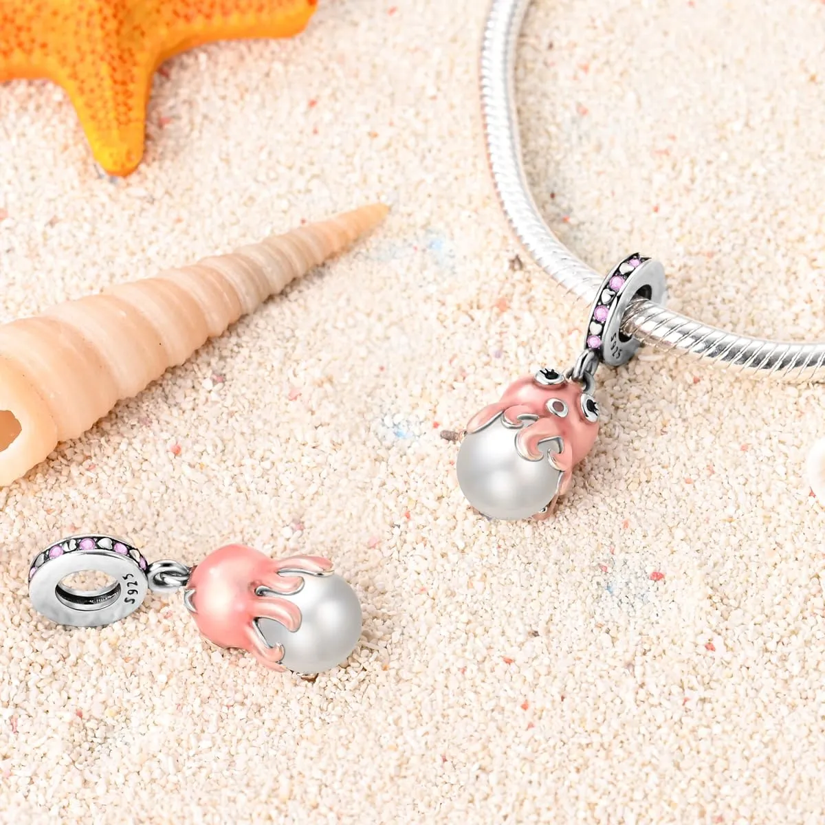 KUNSIR Bead Charm in Argento Sterling 925 con Cubic Zirconia per Braccialetti e Collane Europei - immagine 2