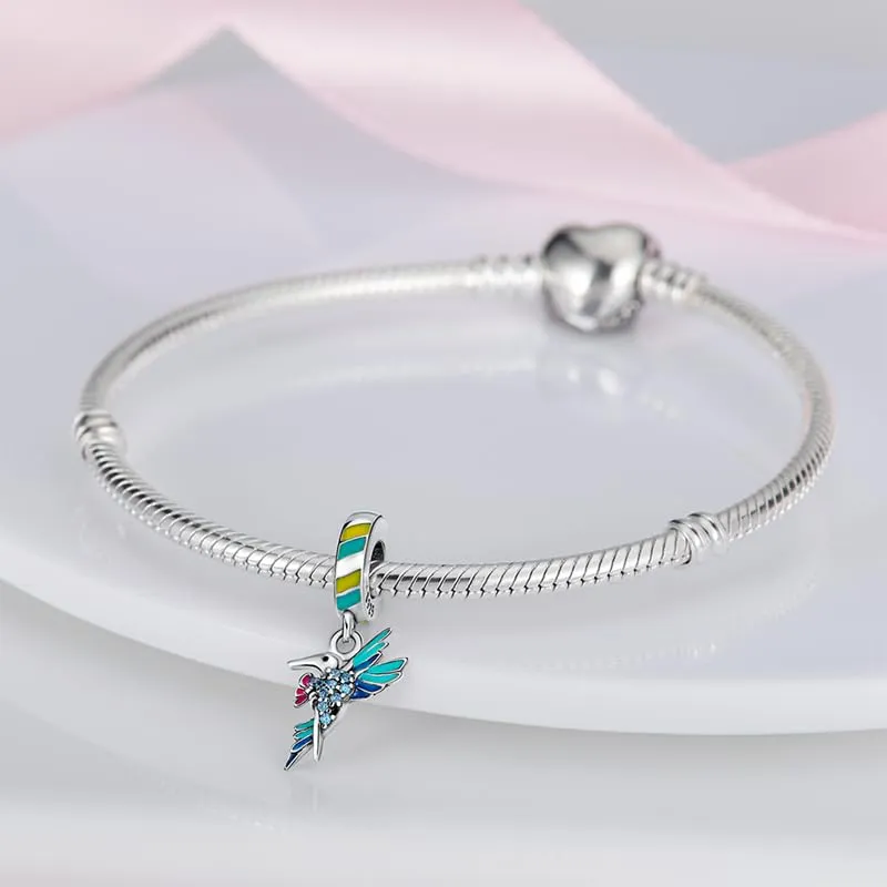 KUNSIR Bead Charm Ciondolo Argento Sterling 925 con Cubic Zirconia per Braccialetti e Collane Europei - immagine 3