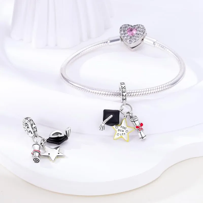 KUNSIR Bead Charm in Argento Sterling 925 con Cubic Zirconia per Braccialetti e Collane Europei - immagine 3