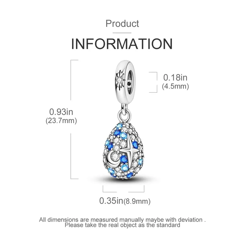 KUNSIR Ciondolo in Argento Sterling 925 con Cubic Zirconia per Braccialetti e Collane Europei - immagine 5