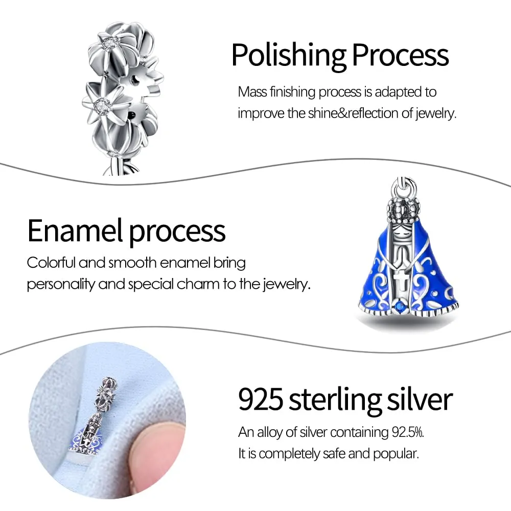 KUNSIR Bead Charm in Argento Sterling 925 con Cubic Zirconia per Braccialetti e Collane Europei - immagine 4