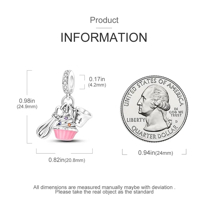 KUNSIR Bead Charm in Argento Sterling 925 con Cubic Zirconia, Compatibile con Braccialetti e Collane Europei - immagine 5