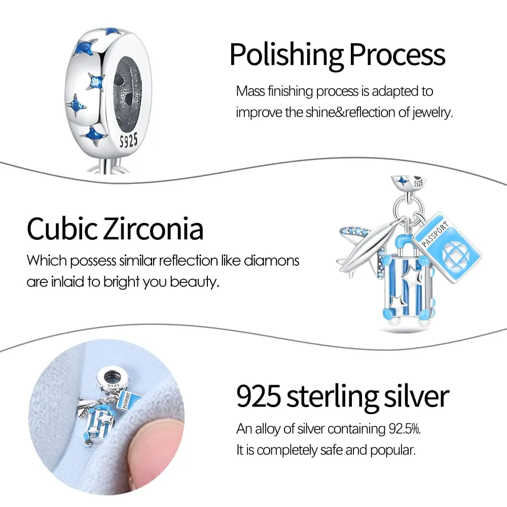 KUNSIR Ciondolo in Argento Sterling 925 con Cubic Zirconia per Braccialetti e Collane Europei - immagine 4