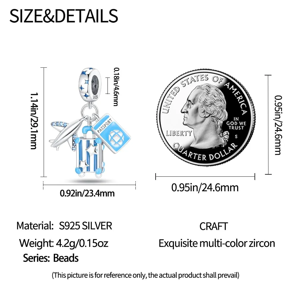 KUNSIR Ciondolo in Argento Sterling 925 con Cubic Zirconia per Braccialetti e Collane Europei - immagine 6
