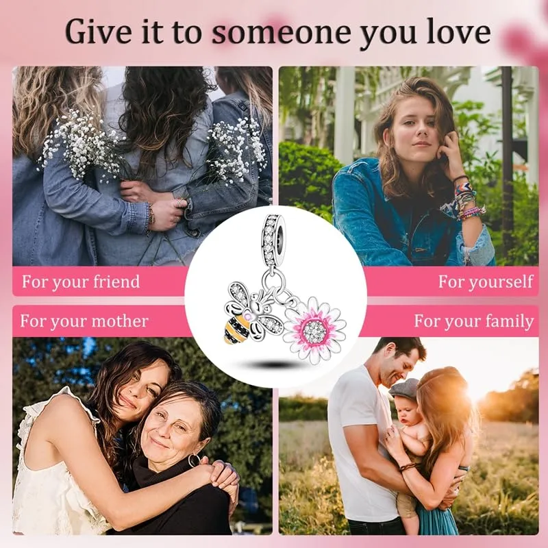 KUNSIR Ciondolo in Argento Sterling 925 con Cubic Zirconia per Braccialetti e Collane Europei - immagine 6