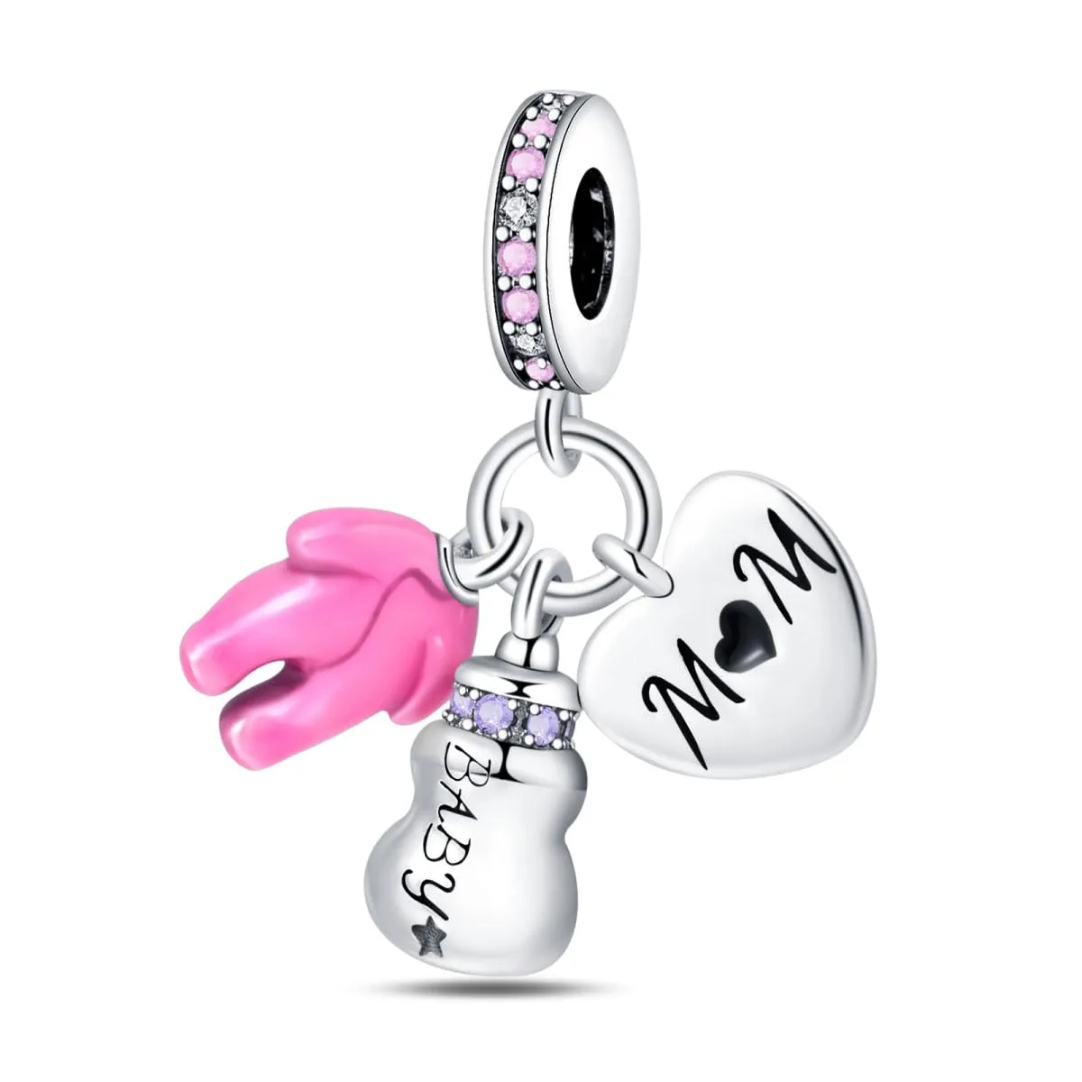 KUNSIR Bead Charm in Argento Sterling 925 con Cubic Zirconia per Braccialetti e Collane Europei - immagine 1