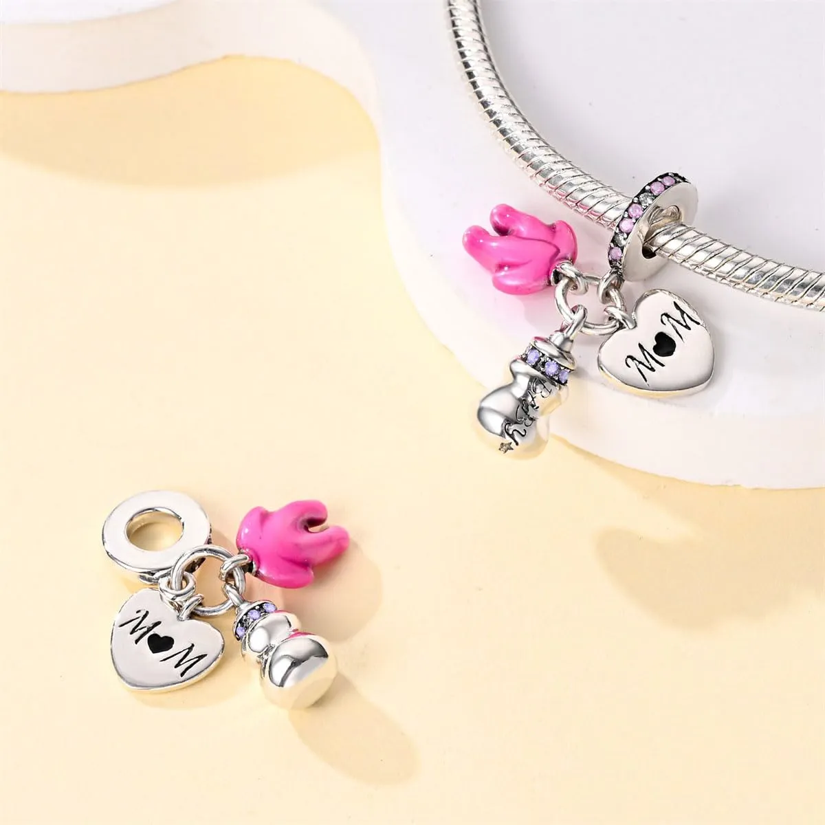 KUNSIR Bead Charm in Argento Sterling 925 con Cubic Zirconia per Braccialetti e Collane Europei - immagine 2