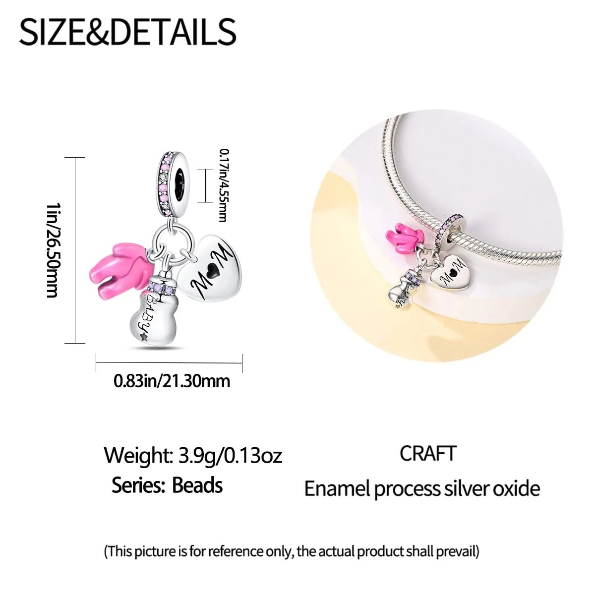 KUNSIR Bead Charm in Argento Sterling 925 con Cubic Zirconia per Braccialetti e Collane Europei - immagine 5