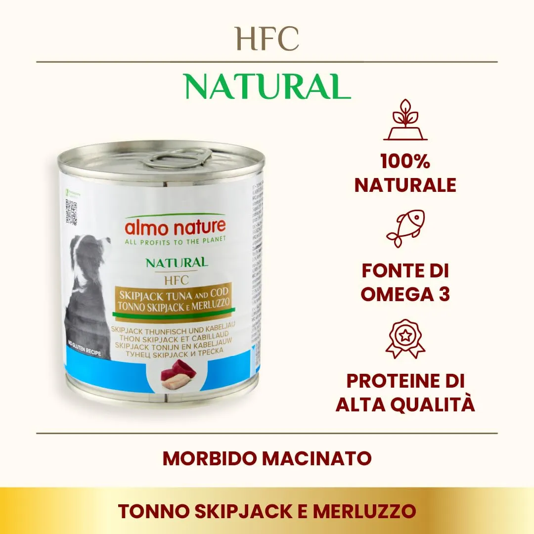 Almo Nature HFC Natural Alimento Umido per Cani Tonno Skipjack e Merluzzo 290g, 12 Pezzi - immagine 2
