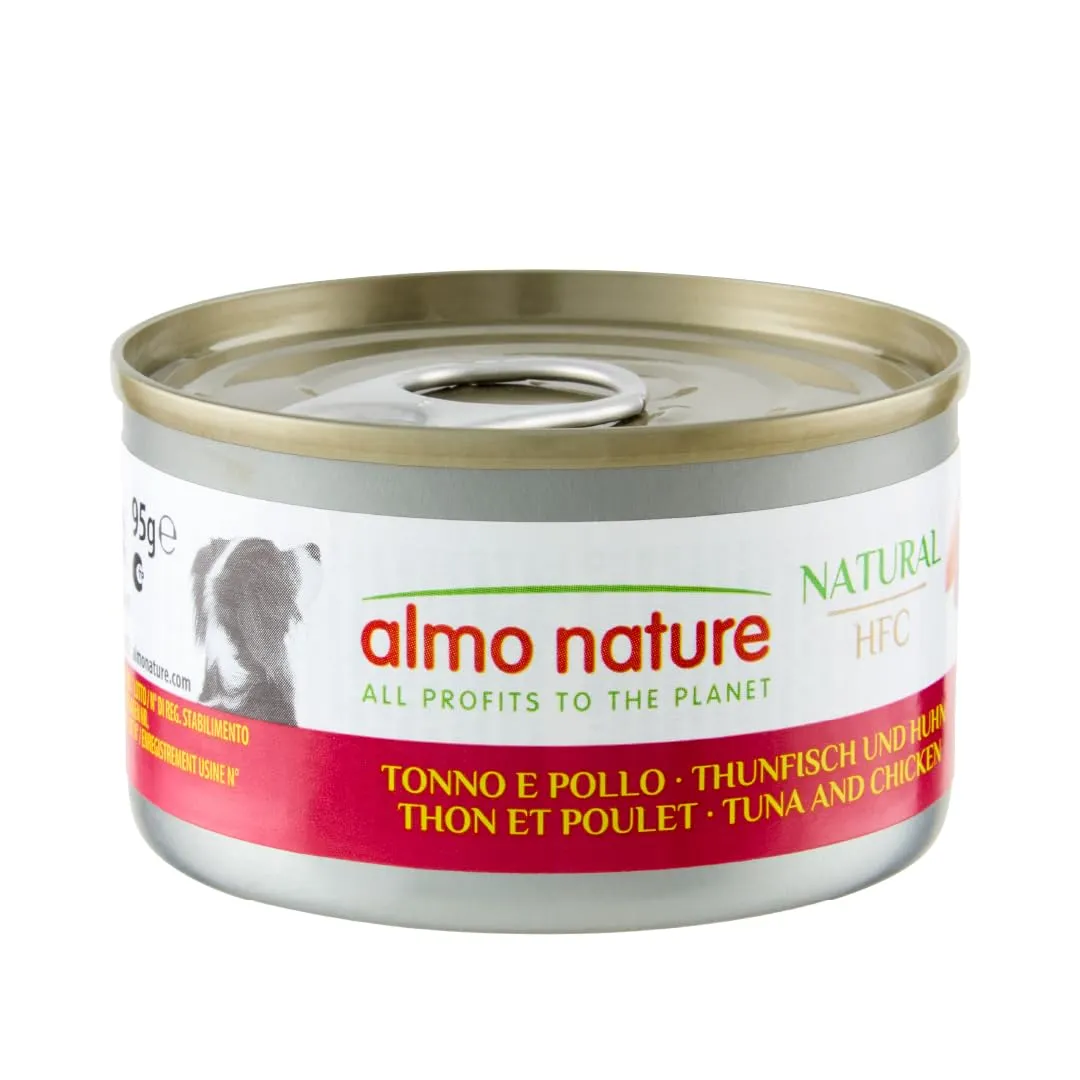 Almo Nature HFC Natural Alimento Umido per Cani Tonno e Pollo 95g, Confezione da 24 - immagine 1