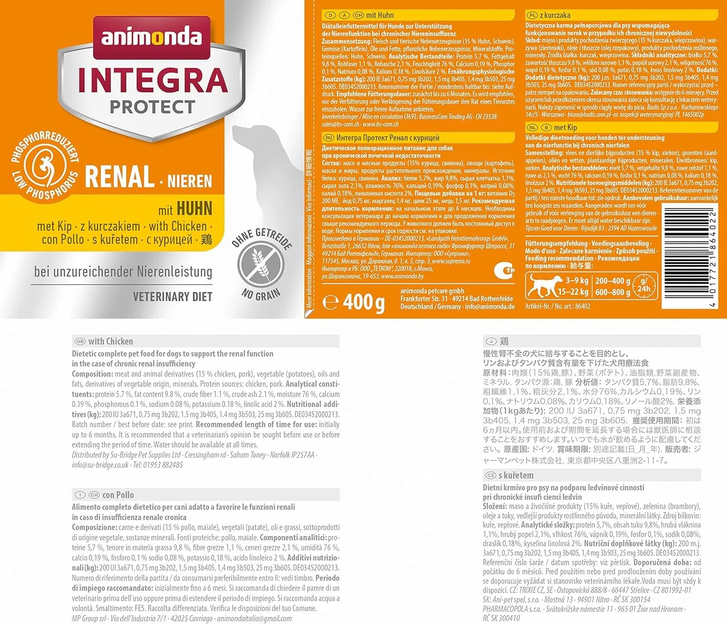 Animonda Integra Protect Cibo Dietetico per Cani, Insufficienza Renale Cronica, Pollo, 6 x 400 g - immagine 7