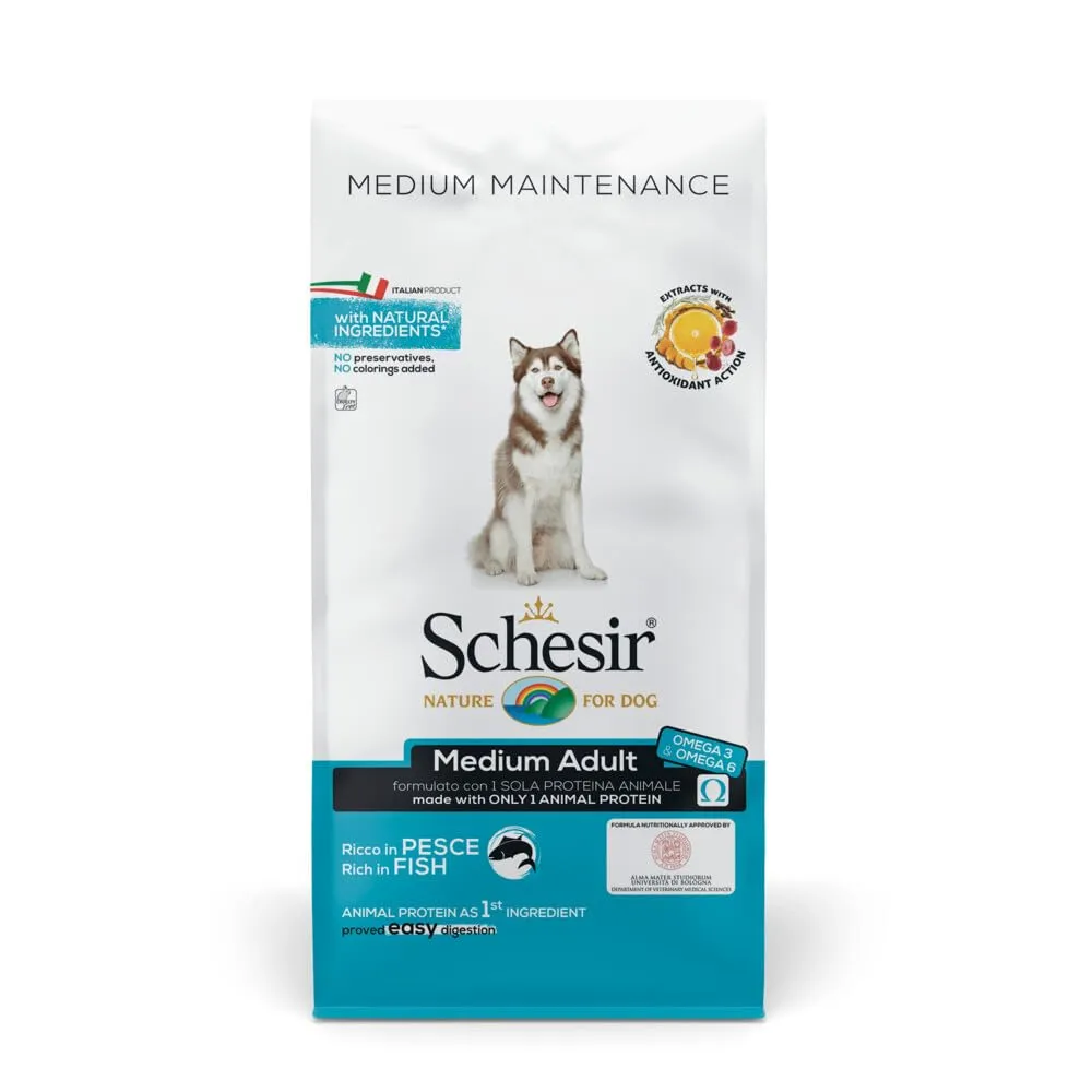 Schesir Alimento Secco per Cani di Media Taglia al Gusto Pesce, 12kg - immagine 1