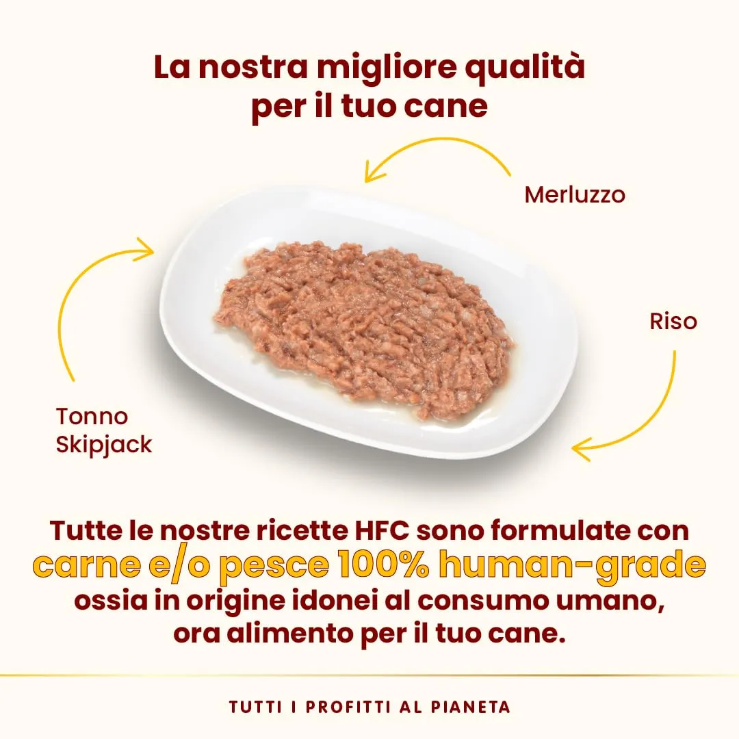 Almo Nature HFC Natural Alimento Umido per Cani Tonno Skipjack e Merluzzo 95g, Confezione da 24 - immagine 3