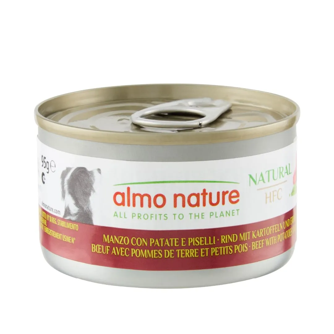 Almo Nature HFC Natural Alimento Umido per Cani Manzo con Patate e Piselli 95g, 24 Confezioni - immagine 1