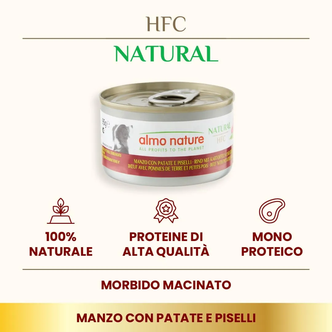 Almo Nature HFC Natural Alimento Umido per Cani Manzo con Patate e Piselli 95g, 24 Confezioni - immagine 2
