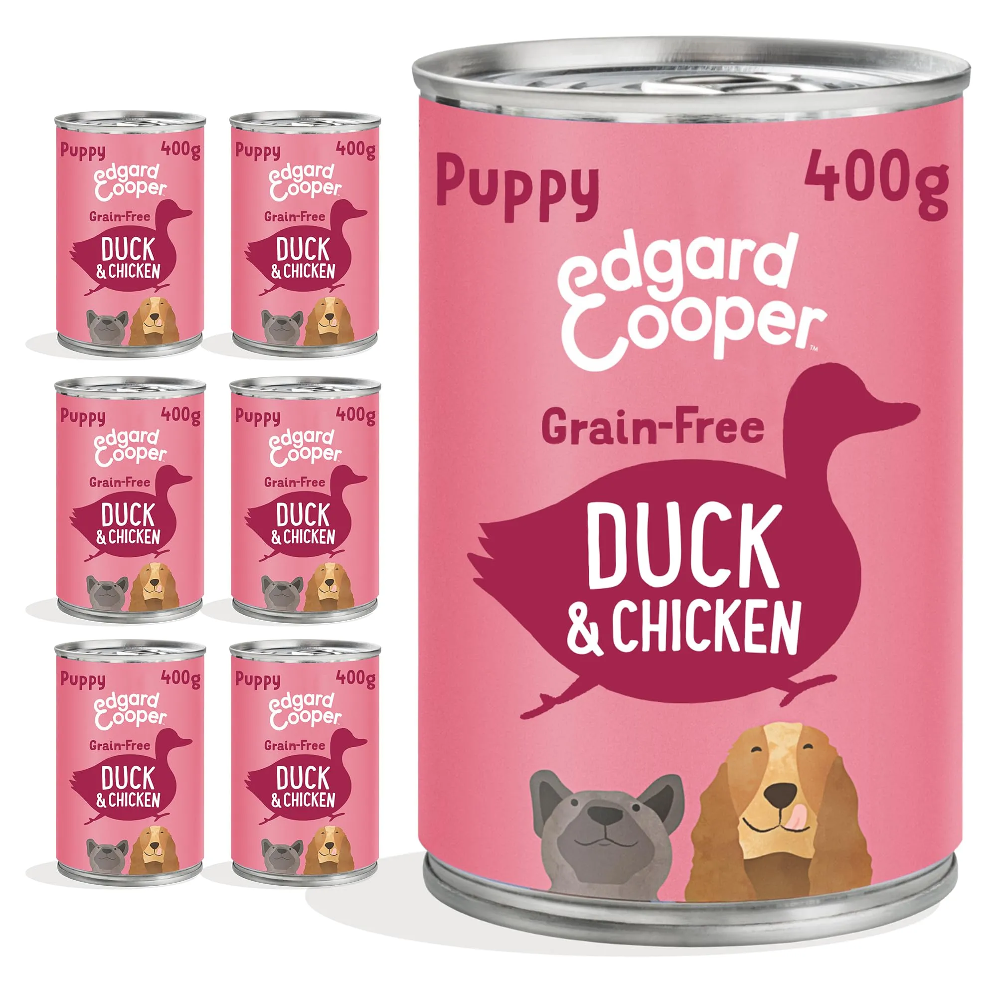 Edgard & Cooper Cibo Umido per Cuccioli Anatra e Pollo, 400g x 6 - immagine 1