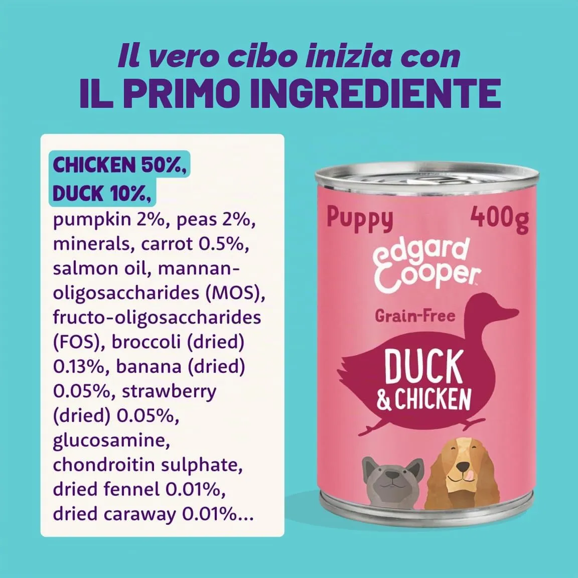 Edgard & Cooper Cibo Umido per Cuccioli Anatra e Pollo, 400g x 6 - immagine 3