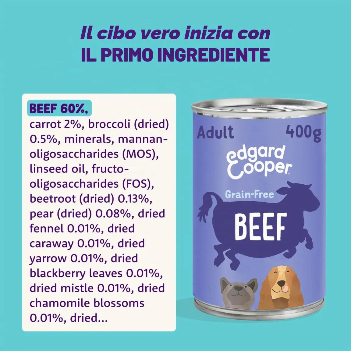 Edgard & Cooper Cibo Umido per Cani Adulti, Manzo, 400g x 6 - immagine 3