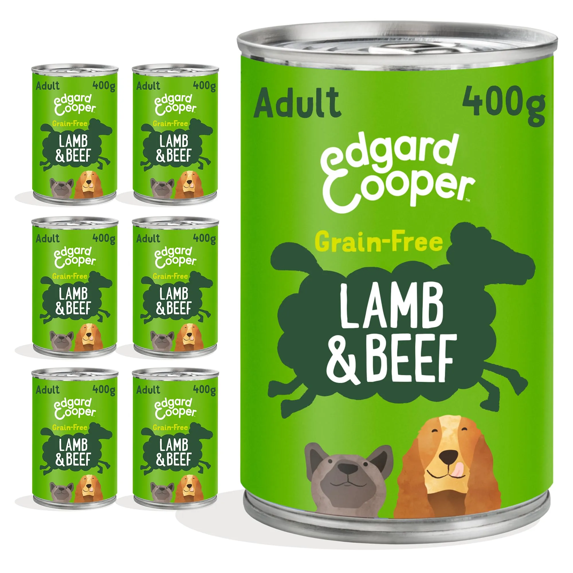 Edgard & Cooper Cibo Umido per Cani Adulti, Agnello e Manzo, 400g x 6 - immagine 1
