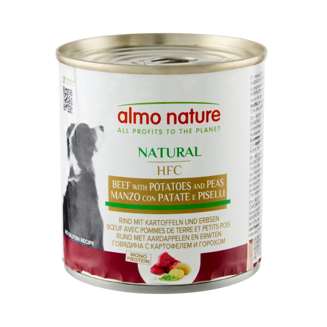 Almo Nature HFC Natural Alimento Umido per Cani Manzo con Patate e Piselli, 290g, Confezione da 12 - immagine 1