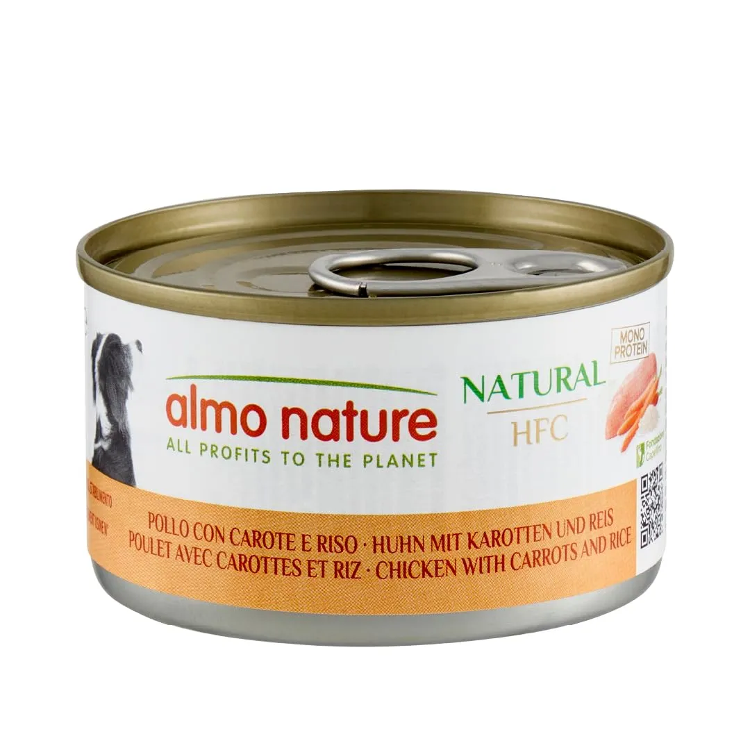 Almo Nature HFC Natural Alimento Umido per Cani Pollo con Carote e Riso 95g, Confezione da 24 - immagine 1