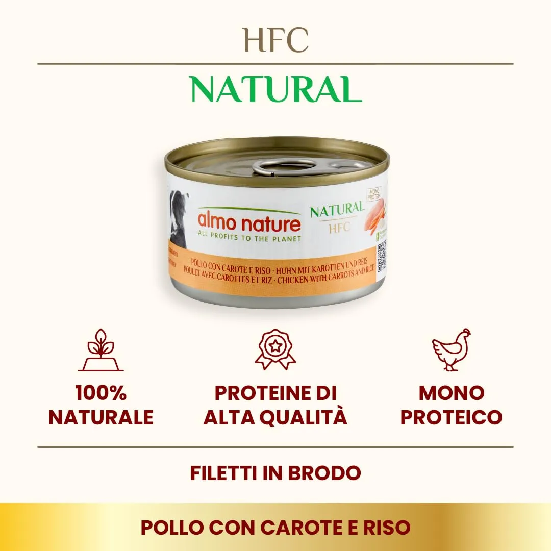 Almo Nature HFC Natural Alimento Umido per Cani Pollo con Carote e Riso 95g, Confezione da 24 - immagine 2