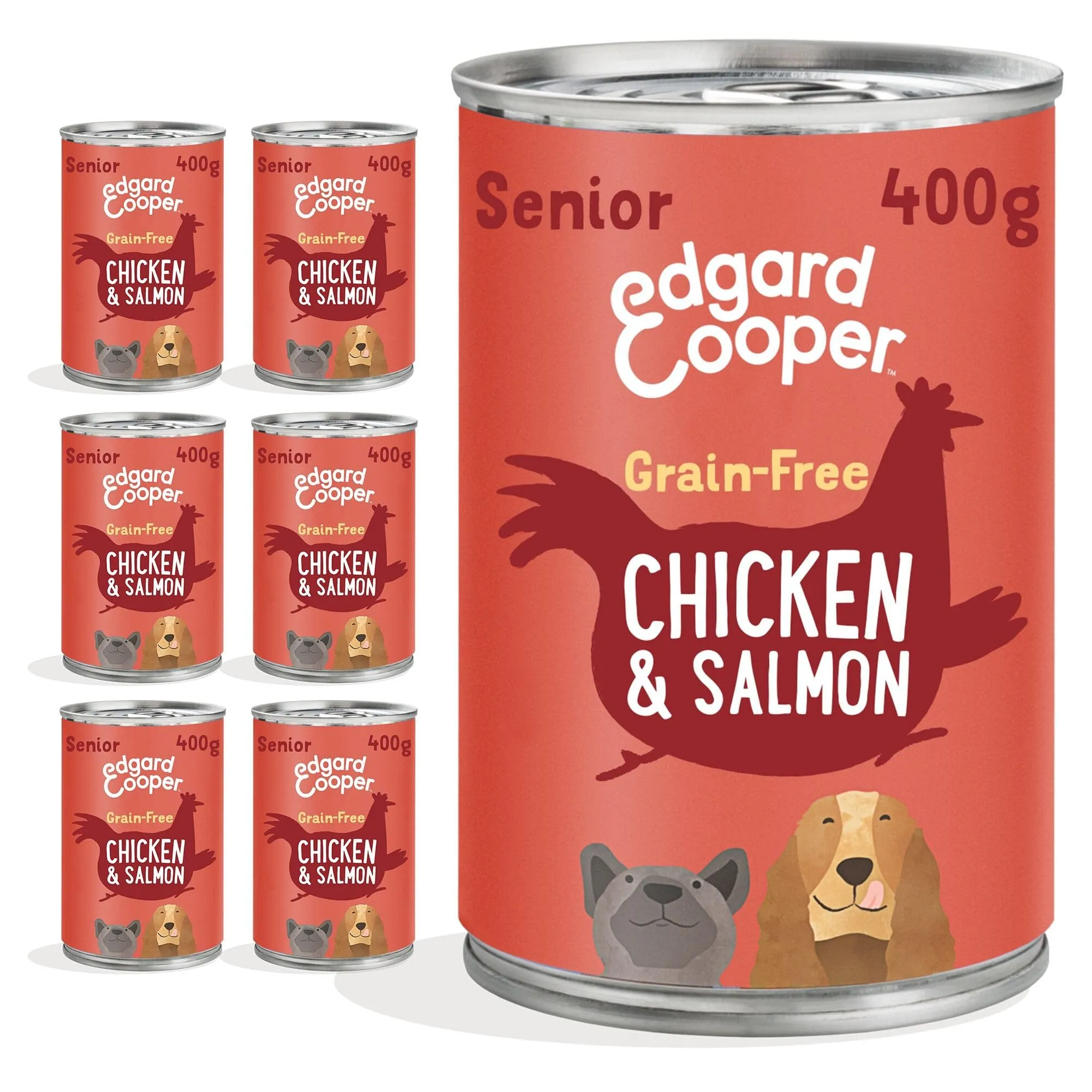Edgard & Cooper Cibo Umido per Cani Senior, Salmone e Pollo, 400g x 6 - immagine 1