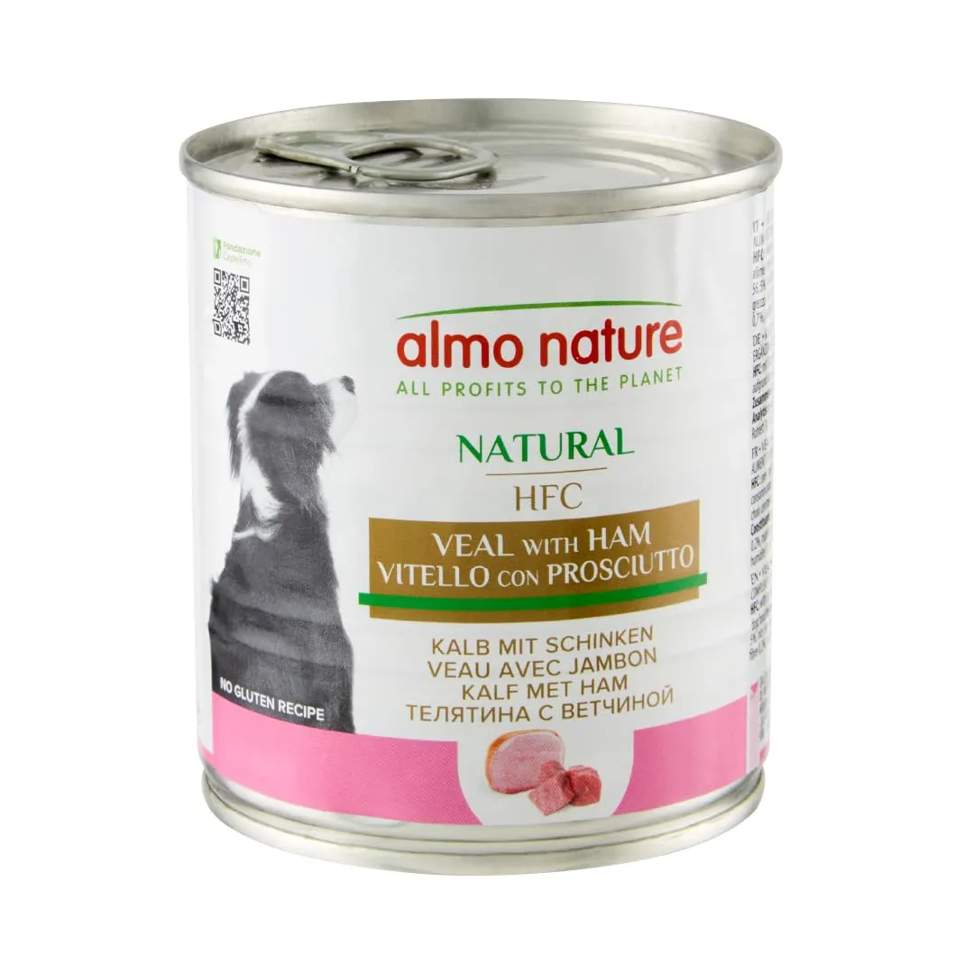 Almo Nature HFC Natural Alimento Umido per Cani Vitello con Prosciutto 290g, Confezione da 12 - immagine 1