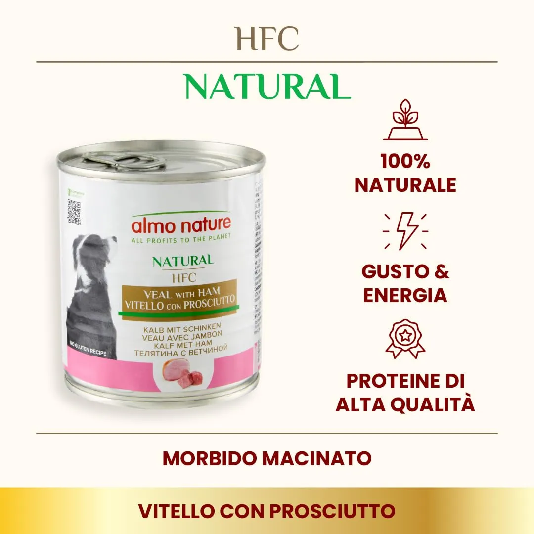 Almo Nature HFC Natural Alimento Umido per Cani Vitello con Prosciutto 290g, Confezione da 12 - immagine 2