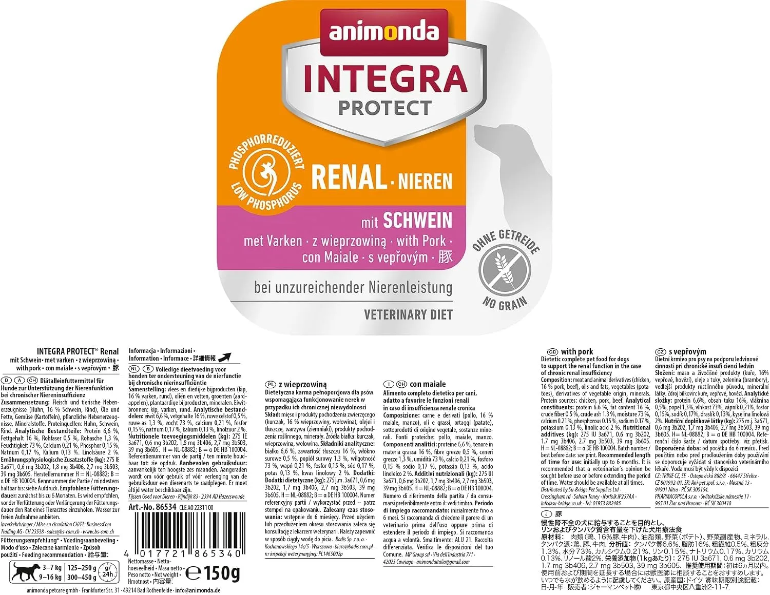 Animonda Integra Protect Cibo Dietetico per Cani, Insufficienza Renale Cronica, Maiale, 11 x 150 g - immagine 5