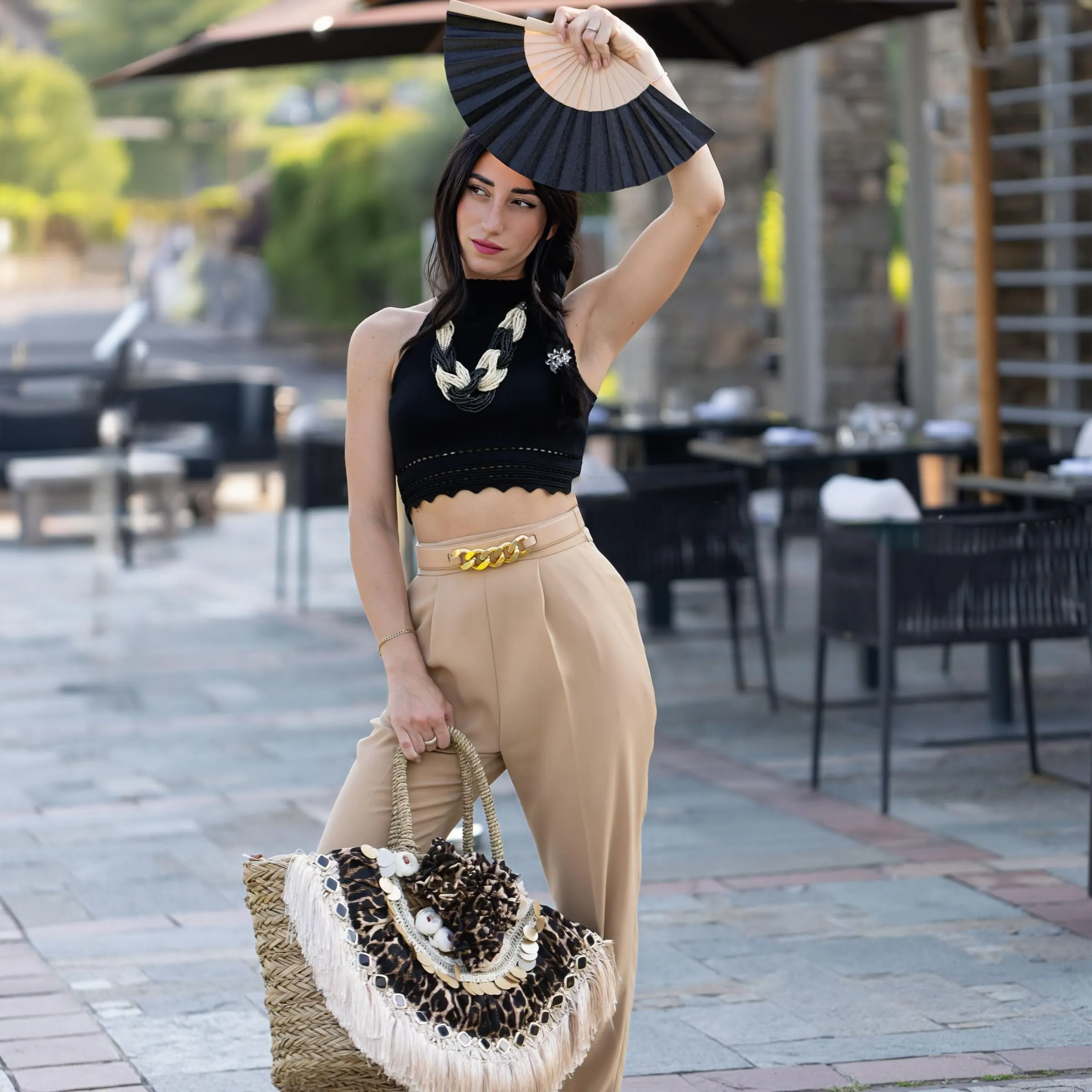 MAPIMANIA Ventaglio Glitter Nero Richiudibile, Art. 79 - immagine 3