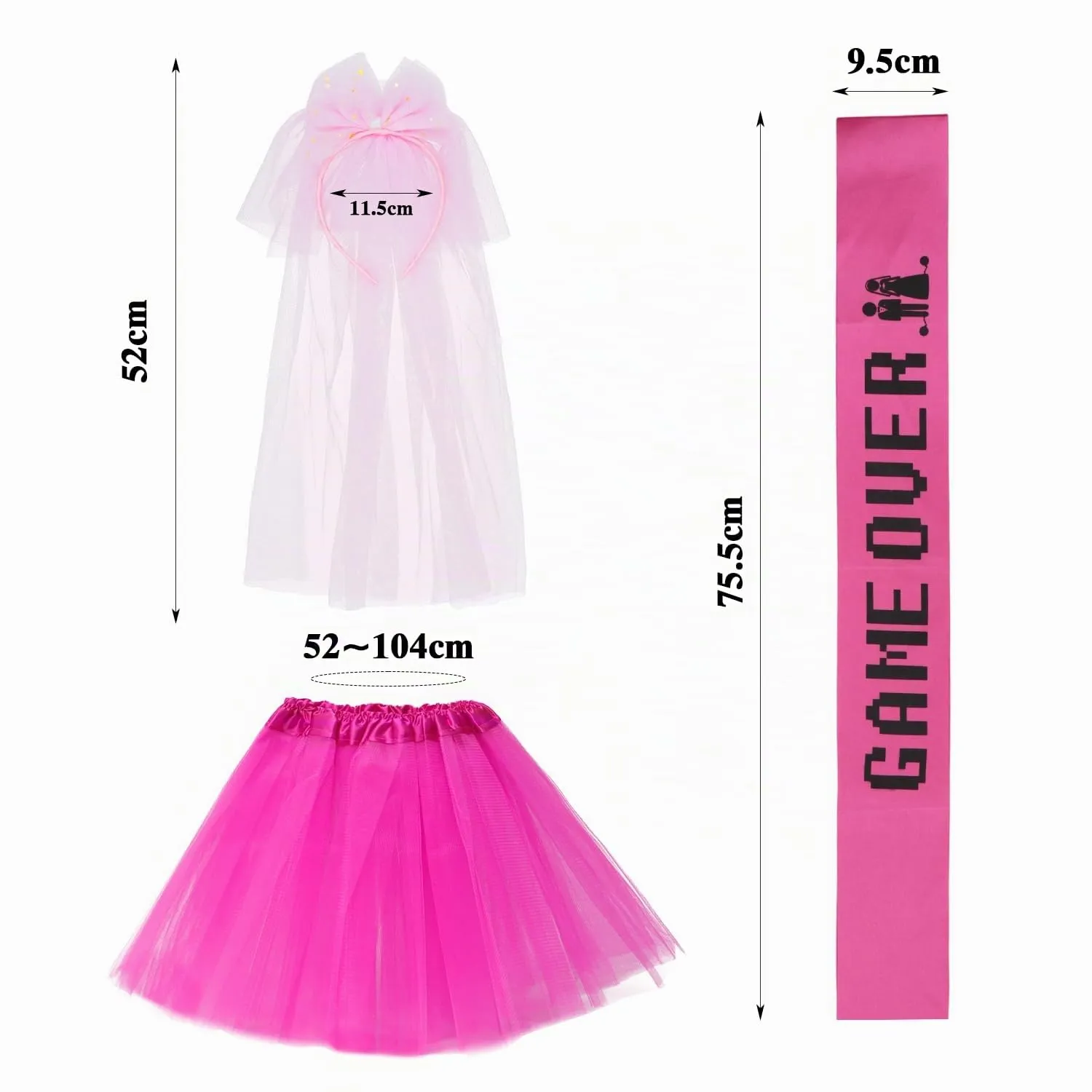 Augesak Set Costume Addio al Celibato Uomo con Cerchietto, Cintura e Tutù - Rosa - immagine 2