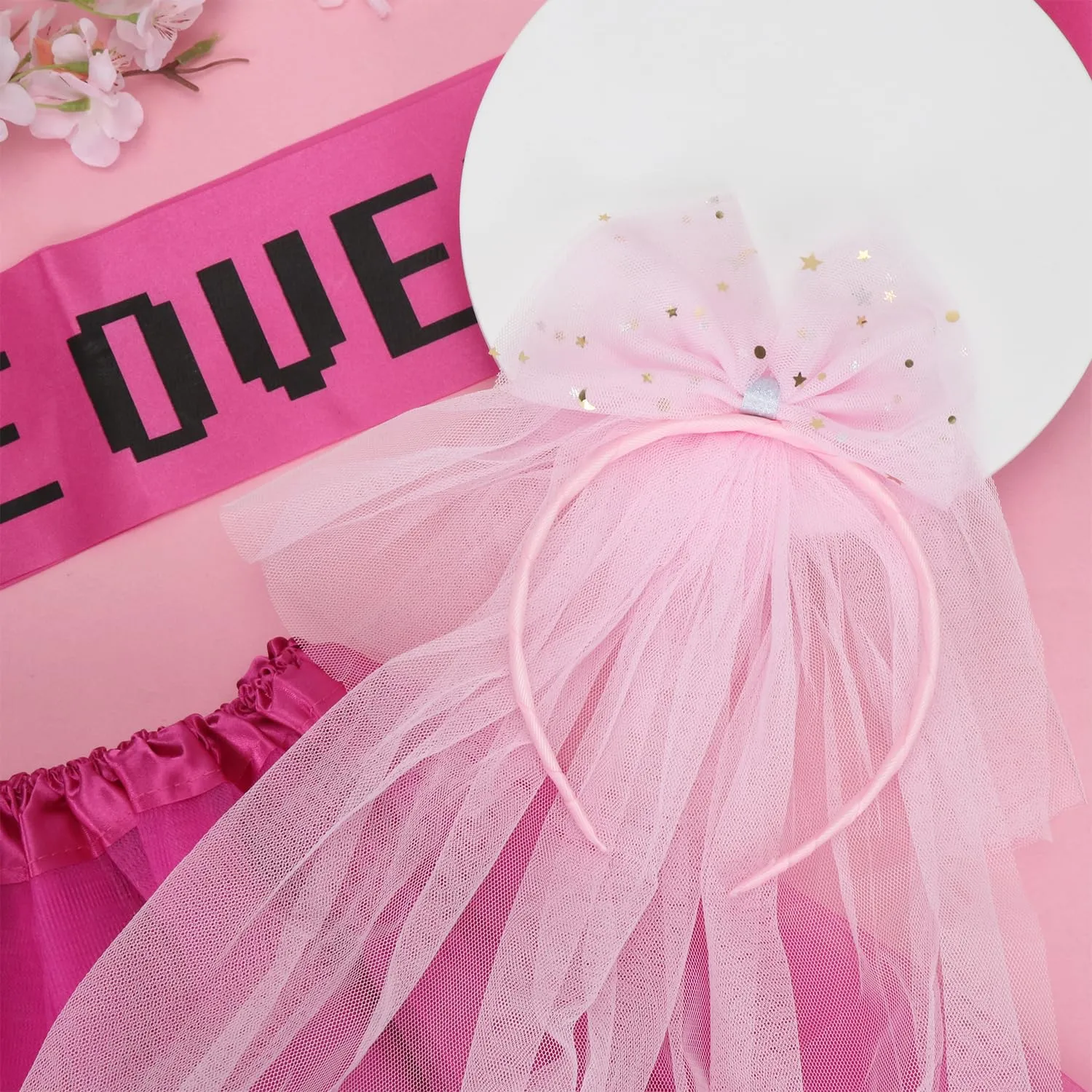 Augesak Set Costume Addio al Celibato Uomo con Cerchietto, Cintura e Tutù - Rosa - immagine 3