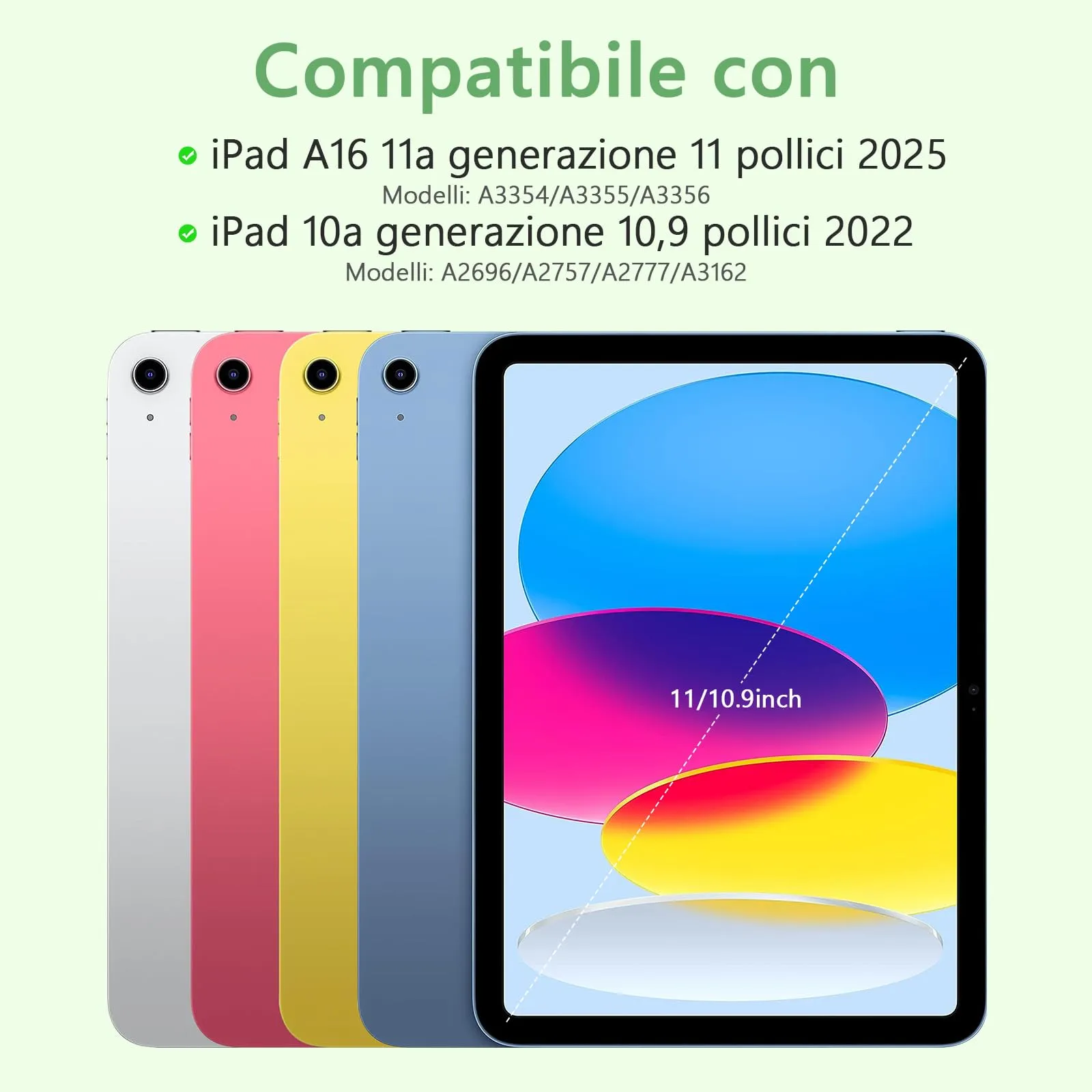 TQQ Cover con Tastiera per iPad 11 Generazione 2025 / 10 Generazione 2022 (10.9"/11") - immagine 2