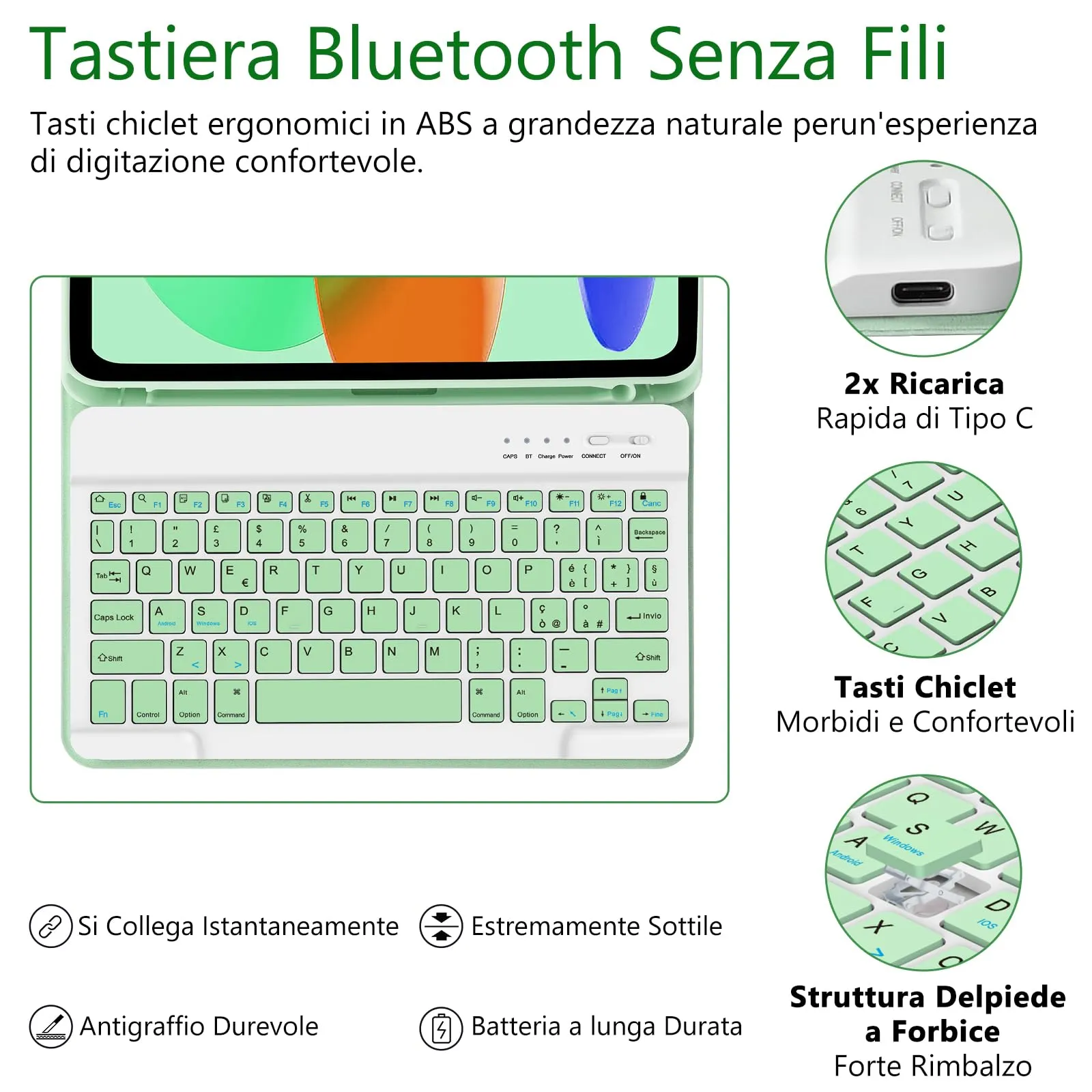 TQQ Cover con Tastiera per iPad 11 Generazione 2025 / 10 Generazione 2022 (10.9"/11") - immagine 4