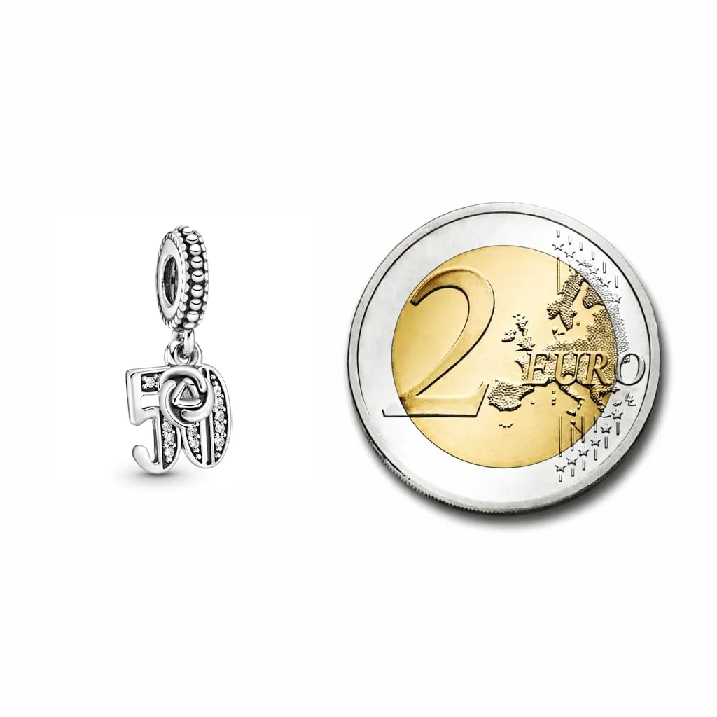 MariaFonte Charm Numero 50 in Argento 925 e Zirconia Bianca per Bracciali e Collane - immagine 9