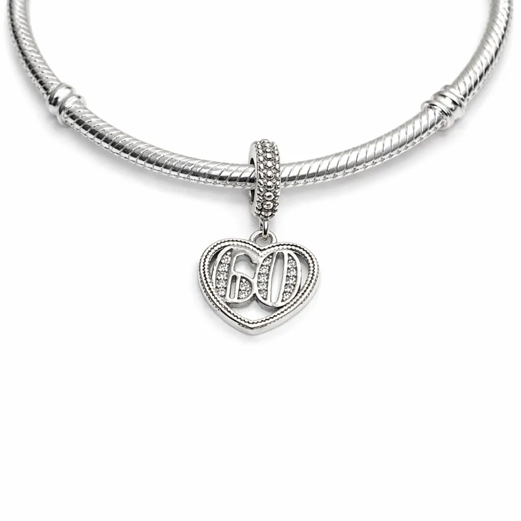 MariaFonte Charm Numero 60 in Argento 925 e Zirconia per Bracciali e Collane - immagine 3